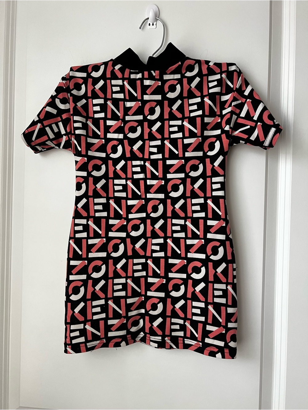 Kenzo Black, Pink & White Logo-Print Short Dress